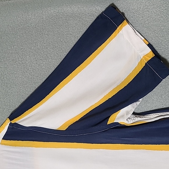 ZARA Men's Navy, Yellow & White Striped Button Up Short Sleeve Shirt - Sz Large - Picture 3 of 10